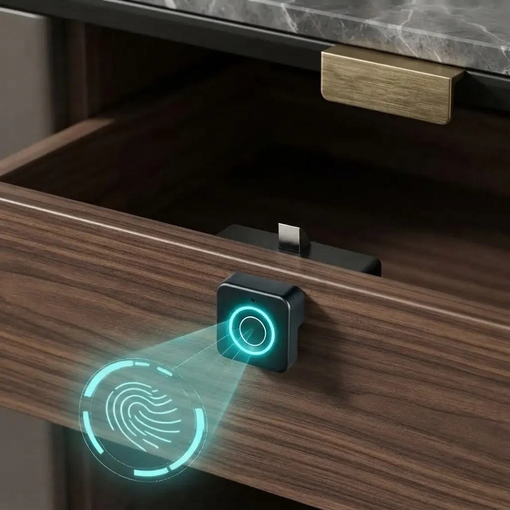 Fechadura Biométrica Quadrada 10 Digitais Bloqueio Automático para Armários e Gavetas-Knup