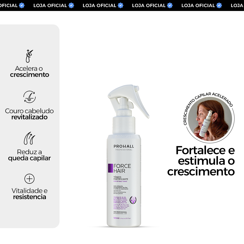Tônico Capilar de Crescimento Acelerado: Menos Queda | Force Hair 120ml