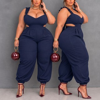 Macacão Longo Plus Size Skinny Transpassado Tamanho Grande Jumbo Curvy