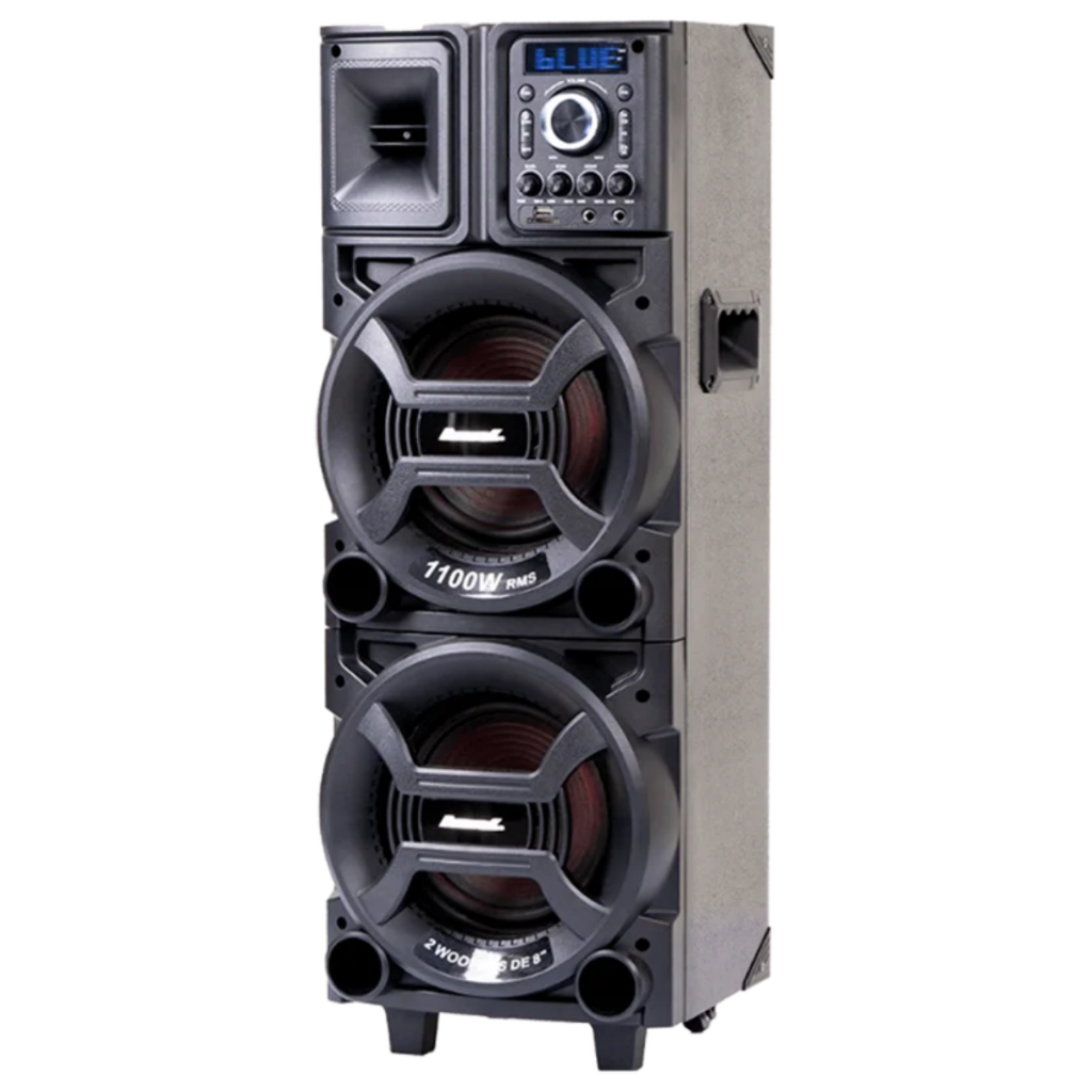 Caixa de Som Amplificada Amvox ACA 1101 Black Duplo 8" 1100W Bluetooth TWS