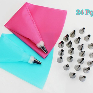 24 Pçs Conjunto De Confeiteira De Silicone Com Bico Para Decoração Com Creme Bolo