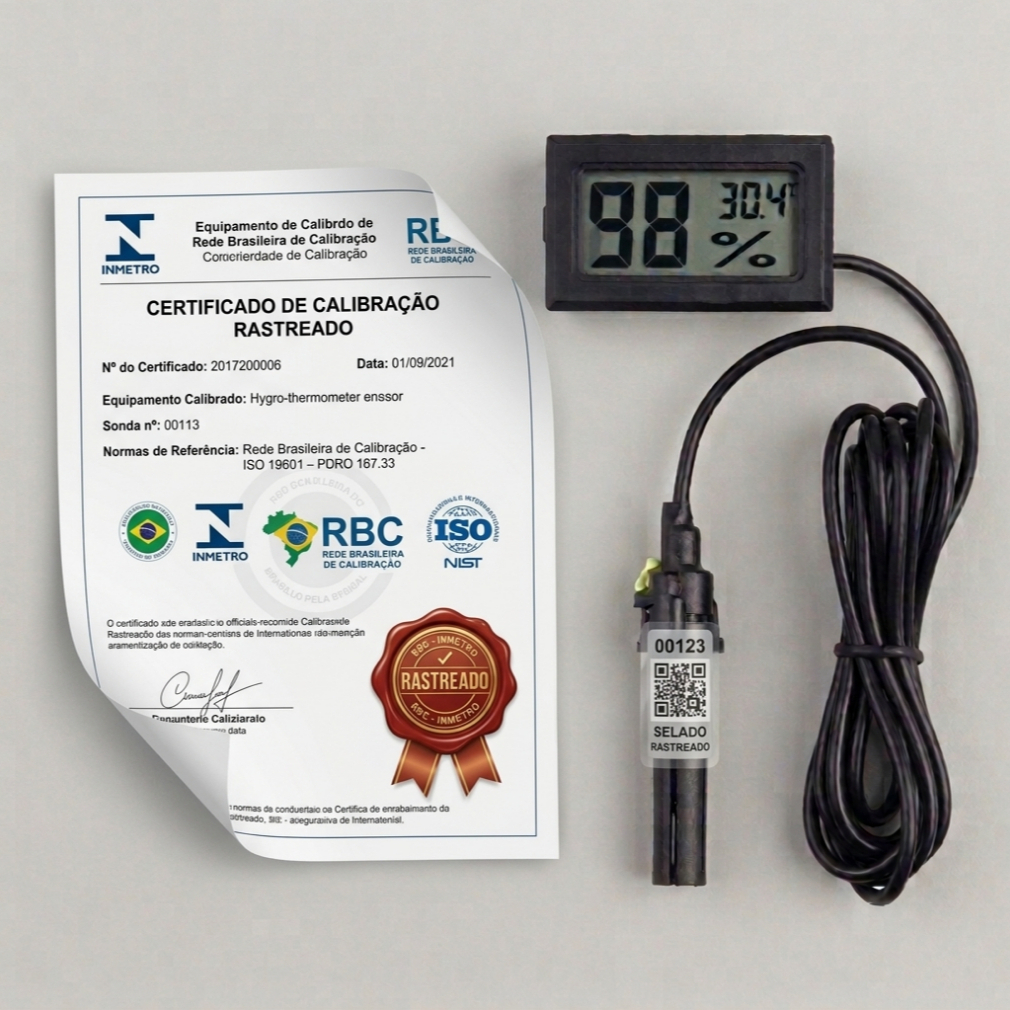 Termômetro Higrômetro Digital Temperatura Umidade Sensor Temperatura Chocadeira ambiente CERTIFICADO DE CALIBRAÇÃO