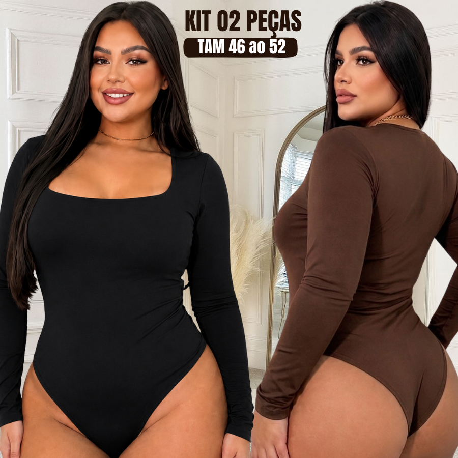 Body feminino feminino plus size decote quadrado manga longa Body Manga Longa Feminino Body Preto Body Marrom