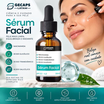 Sérum Clareador de Manchas Facial GL- 30ml (Niacinamida + Glicólico + Ácido Tranexâmico + Ácido Salicílico)