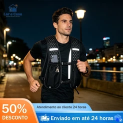 Colete Mochila Multifuncional de Hidratação, Bolsos para Garrafa e Celular, Trilha e Maratona