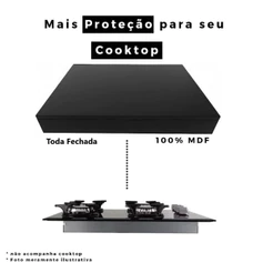Tampa para Cooktop de 4 Bocas em MDF cor Preto com 4 lados fechados e dimensões de até 52,8cm x 60,8 cm