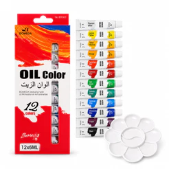 Kit 12 Cores Tintas Óleo 6ml Pintura Profissional + Godê