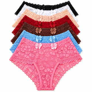 Kit Calcinha Fio Largo de Renda Forrada com Algodao Luxo Levanta Bumbum Cos Alto Conforto