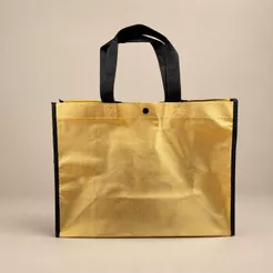 Sacola de Poliester Premium Metalizada com Botão - Dourada - 33x25x15cm - 1 unidade - Rizzo