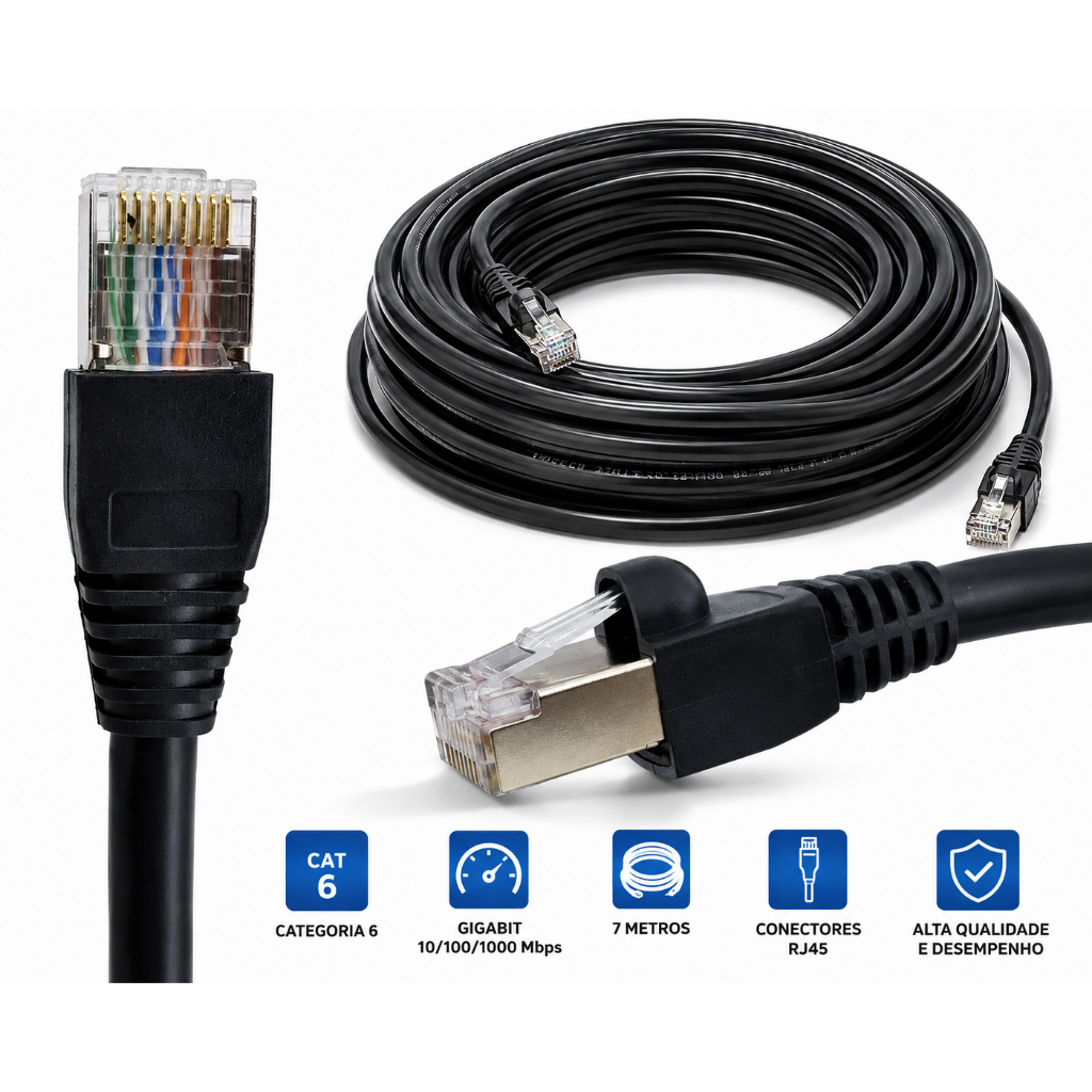 Cabo De Rede Pacht Cord 15m Ethernet Rj45 Cat6 15 Mt