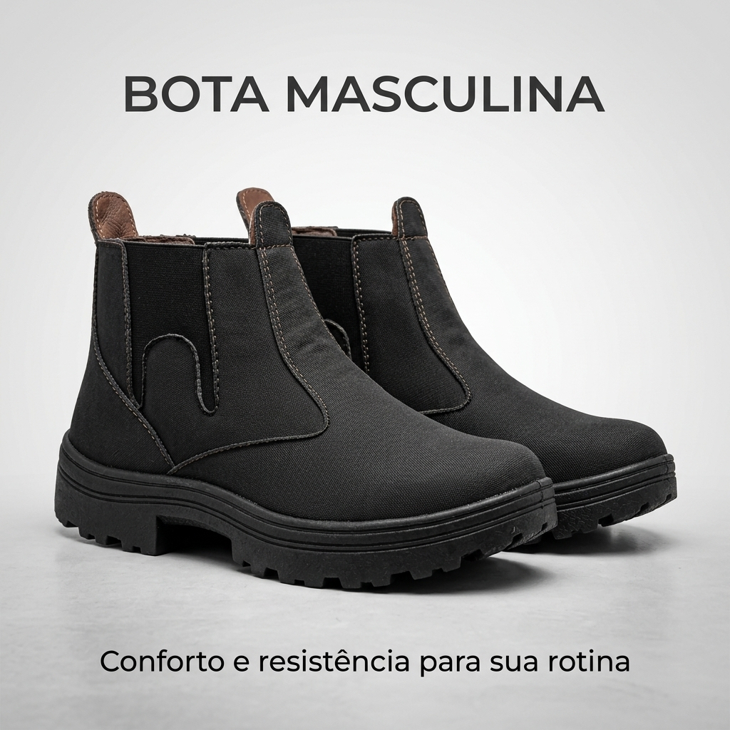 Botina Bota Masculina Coturno Botina Trabalho Motociclista Cano Curto Solado Antiderrapante Confortável Reforçada