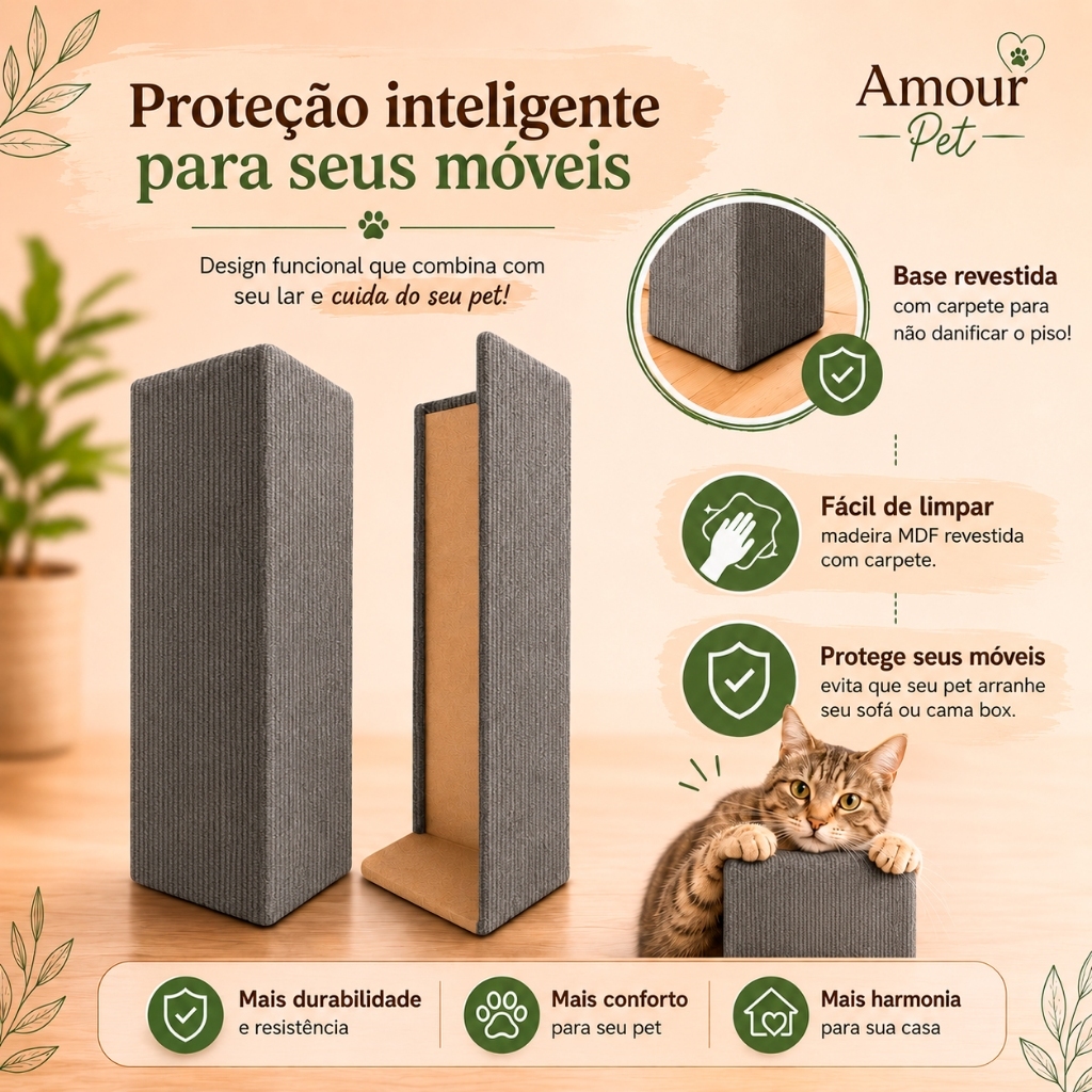 Kit 2 Arranhador De Canto Para Gatos Protetor Sofá Cama Box