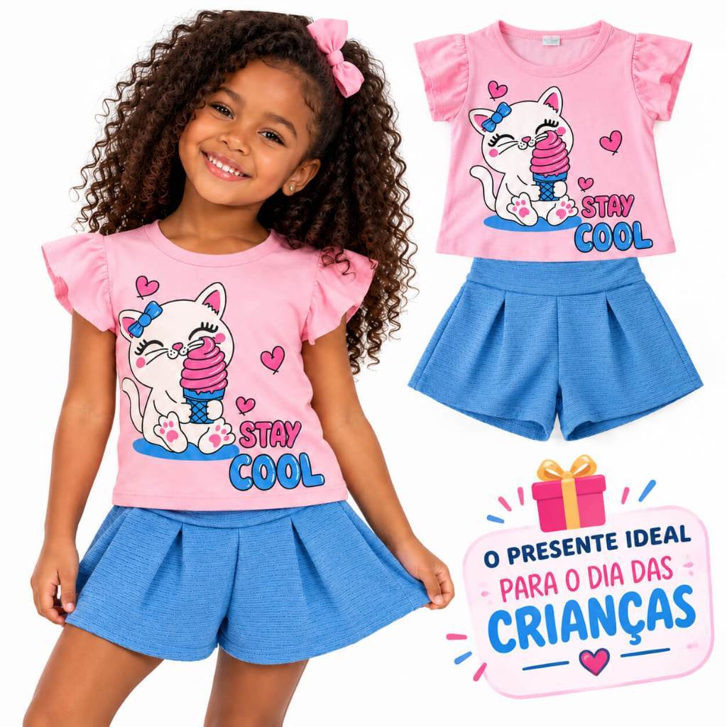 Conjunto Infantil Feminino do Tamanho 3 ao 12 anos l Roupa Infantil de Menina l Conjunto Infantil Menina Blogueirinha
