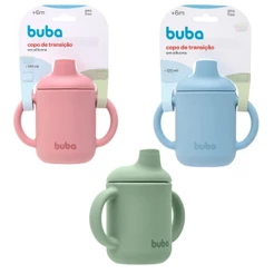 Copo De Treinamento Infantil Em Silicone Com Tampa Antivazamento 120ml Buba