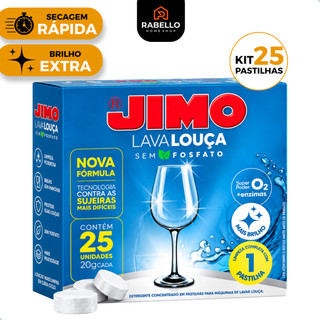 Jimo Lava Louça Kit 25 Pastilhas Sem Fosfato Secante Abrilhantador Detergente Concentrado