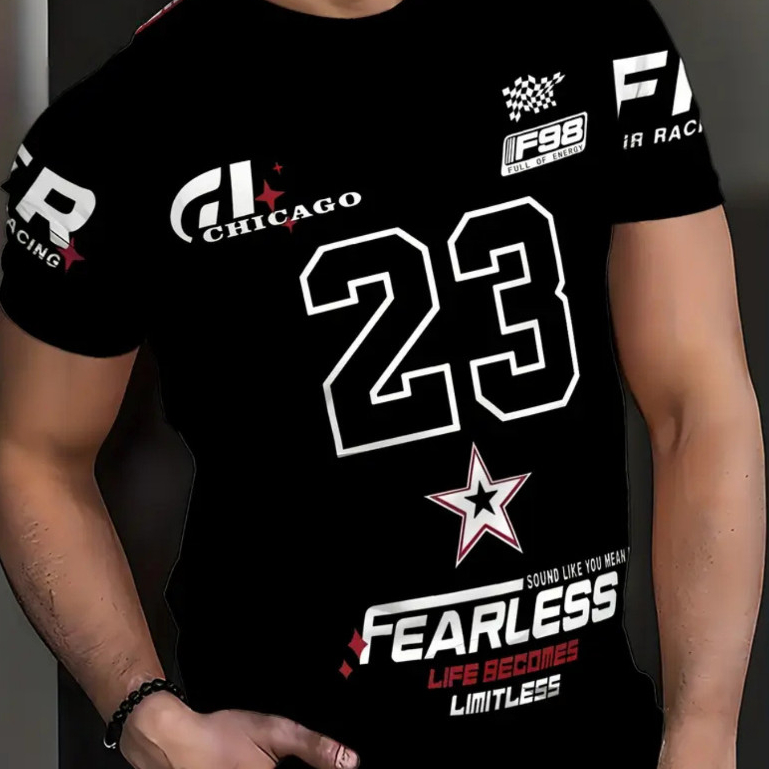 Camiseta Jersey Masculina Fearless 23 Baseball Basquete Streetwear Oversized Hip Hop Esportiva COD493