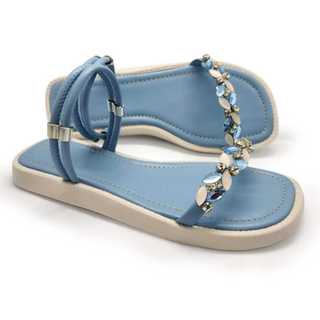 Sandália rasteira papete pedraria bico quadrado 2em1casual, rasteirinha verão