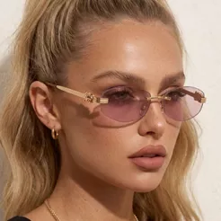 Oculos de Sol Oval Fino Premium Blogueira Tendencia do Momento em Alta Tigre Virginia uv400 Feminino