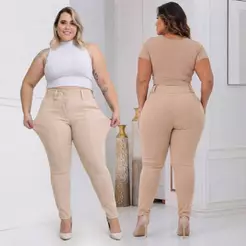 Calças Feminina social Skinny Plus size Com Lycra GG G1 G2 e G3 Alfaiataria com Elasticidade cintura Alta entrega hoje
