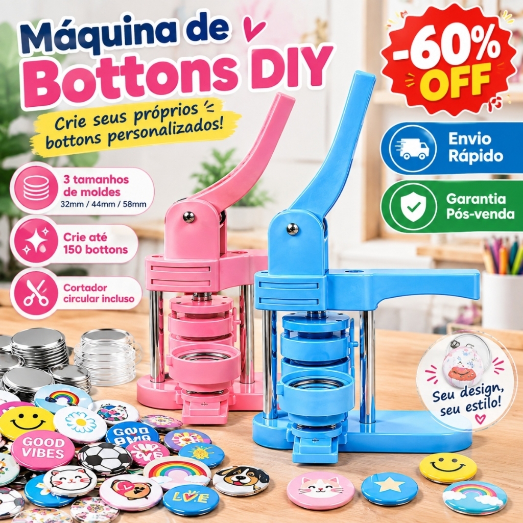 Drelife Máquina De Botons DIY 3 Tamanhos 32/44/58mm, Kit Com 150 Materiais Para Artesanato E Lembrancinhas