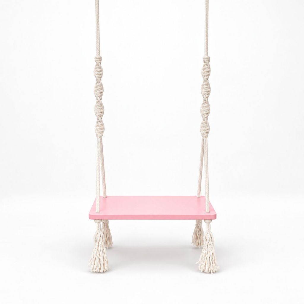 Balanço de Madeira Cor Premium Adulto e Infantil Decoração Rosa — imagem 2 de 2