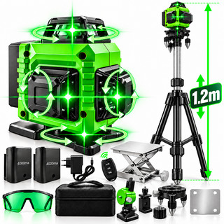 Kit De Nível Laser Verde 16 Linhas 4d Autonivelante Com  4000mah com 1.2m Tripé