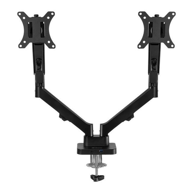 Suporte Articulado P/2 Monitores Zinnia Nimbo 210, 13" a 32", Pistão a Gás, USB 3.0 / USB-C, Preto, ZNO-USB210-BL01-V2