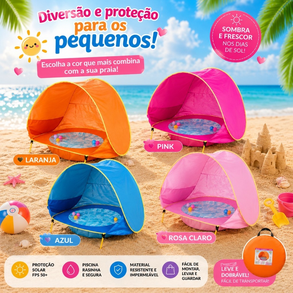 682 - Barraca De Praia De Brinquedos Para Bebês Com Piscina Portátil