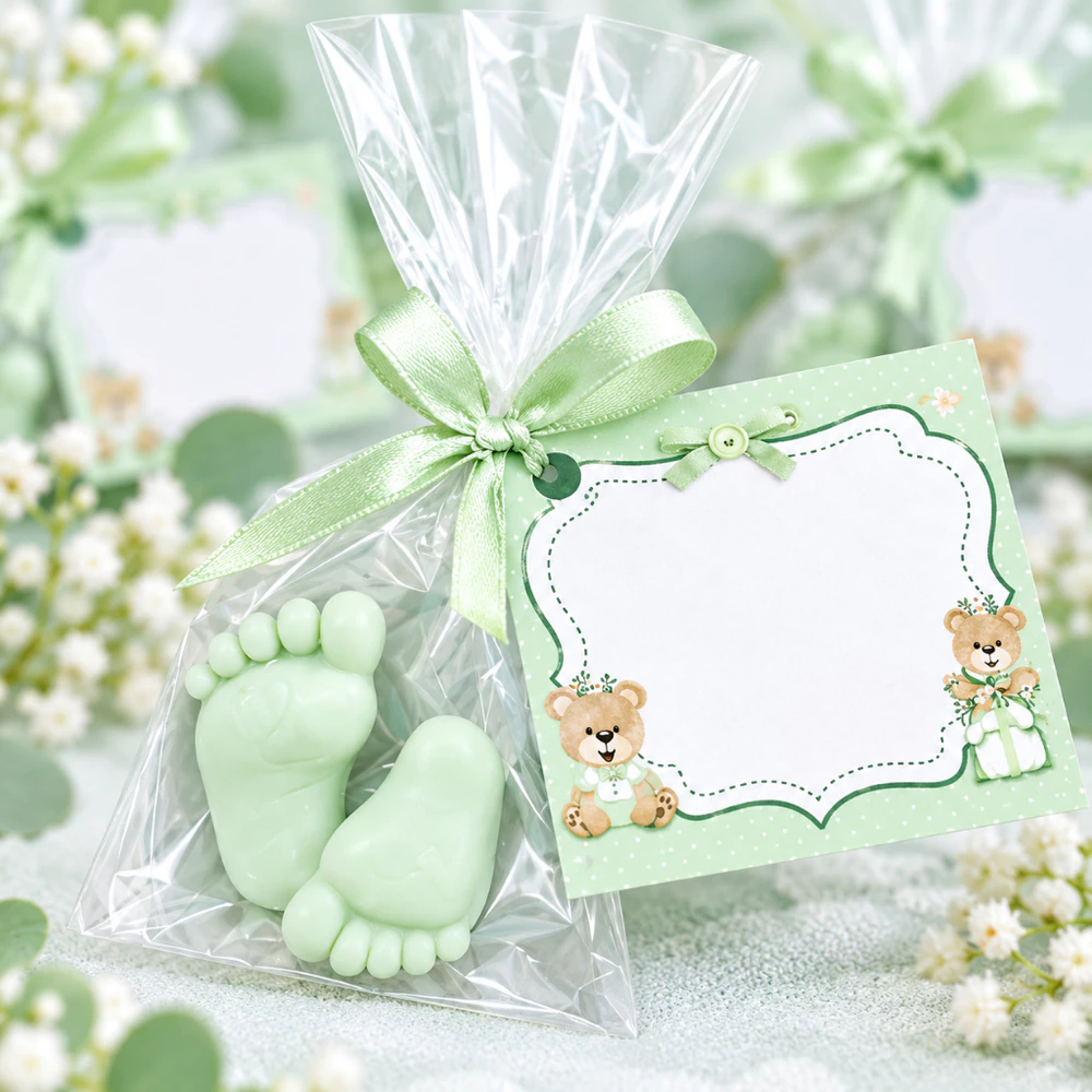 50 Mini Pezinhos de Sabonete para Chá de Bebê - Tema Ursinho Príncipe 25 pares