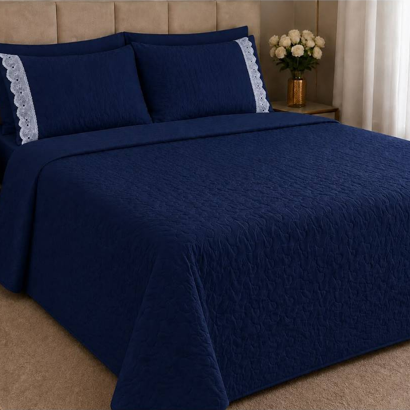 Kit Colcha Casal Aline 3 Peças Dupla Face Matelado Ultrassônico com Porta-Travesseiros Cobre Leito Macio