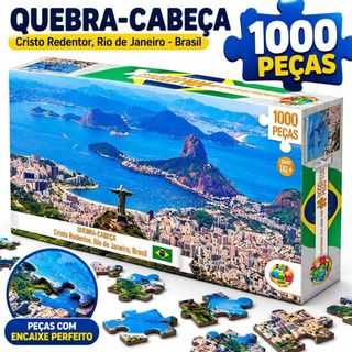 Quebra-Cabeça Cristo Redentor 1000 Peças GGB Puzzle Rio de Janeiro Brasil Infantil e Adulto