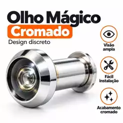 Olho Mágico para Porta 200° Cromado Visor de Segurança 35 a 60mm