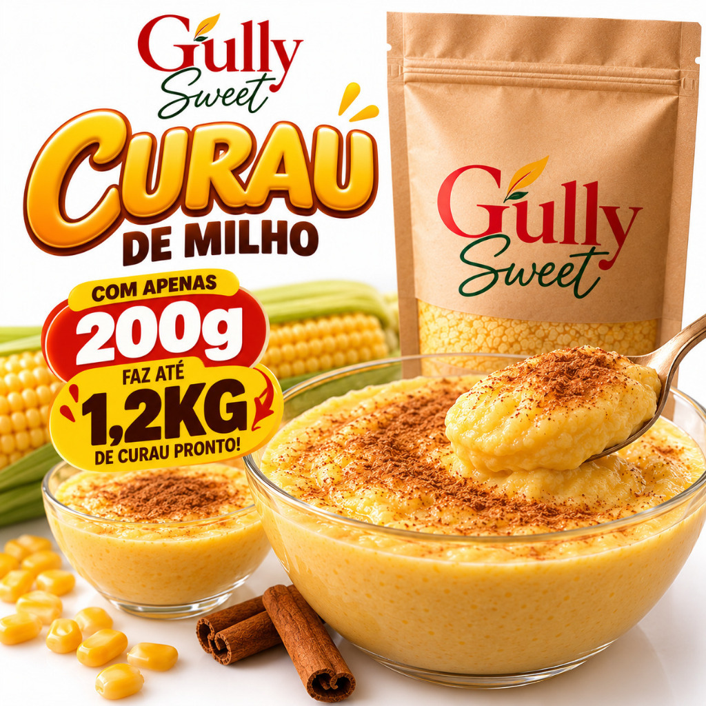 Curau de Milho Verde Sem Leite 200g Rende 1Kg Pronto em 5 Min! Sobremesa Leve Sabor Caseiro Gully Sweet