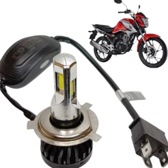 Lampada Led Moto Farol 6 Leds H4 Com Reator Efeito Xenon 6500k