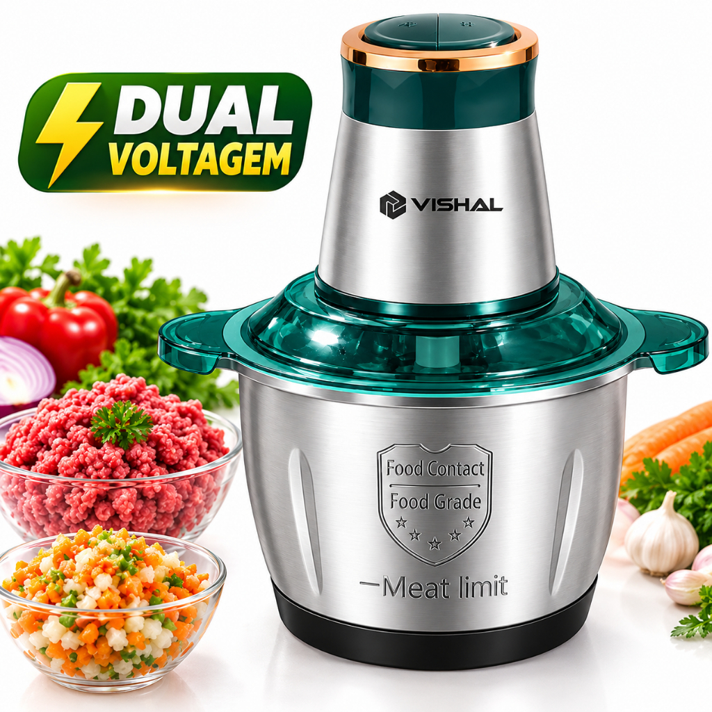 2 Litro Triturador de Alimentos e Carne - Multiprocessador Elétrico 2 Modos, Fácil de Limpar, para Legume