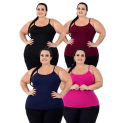 Kit 4 Blusa Regata Alcinha M ao G3 Plus Size Casual Feminino Atacado