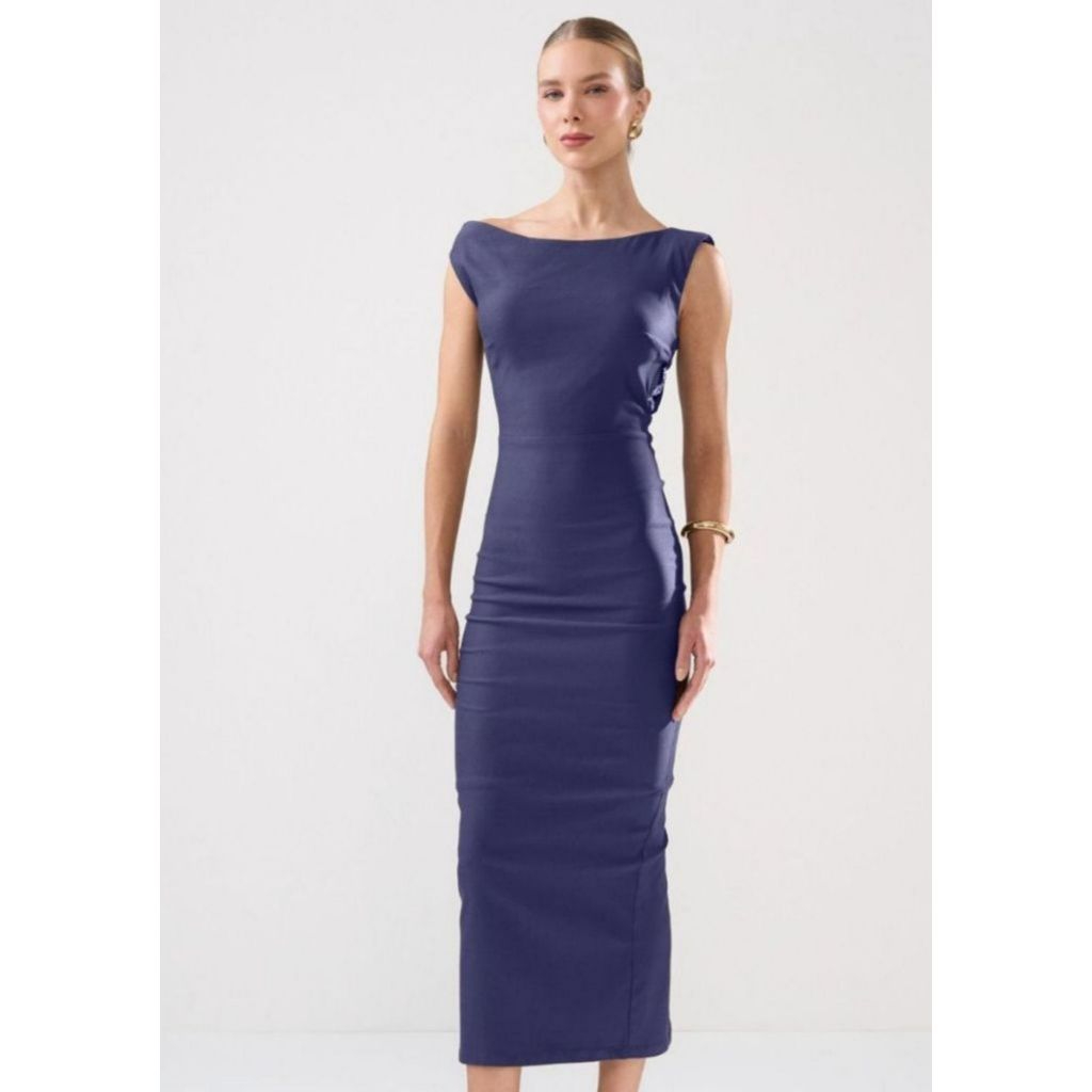 Vestido Longo Tubinho Elegante Com Ajuste Perfeito Para O Corpo Regular Liso Envio Imediato
