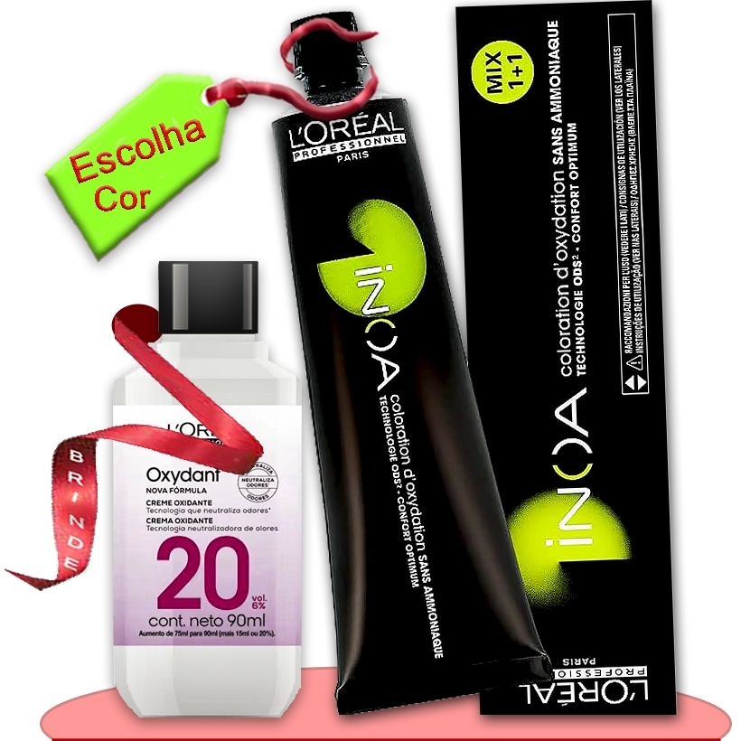 ESCOLHA A COR - Kit Tinta Inoa Loreal 60g + OX CREME 20v Loreal - Tintura Coloração sem Amônia e sem Chumbo