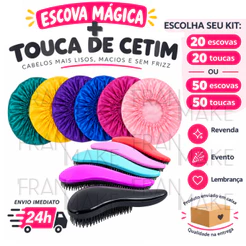 Atacado Kit Completo Com Escova Mágica Anti Frizz e Touca De Cetim Uso Profissional para Day After Escova de Cabelo