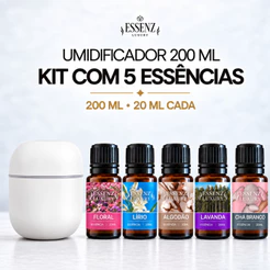 KIT ESSÊNCIAS 20ML + UMIDIFICADOR MINI EGG 200ML - SILENCIOSO - HIDROSSOLÚVEL PERFUME QUALQUER AMBIENTE