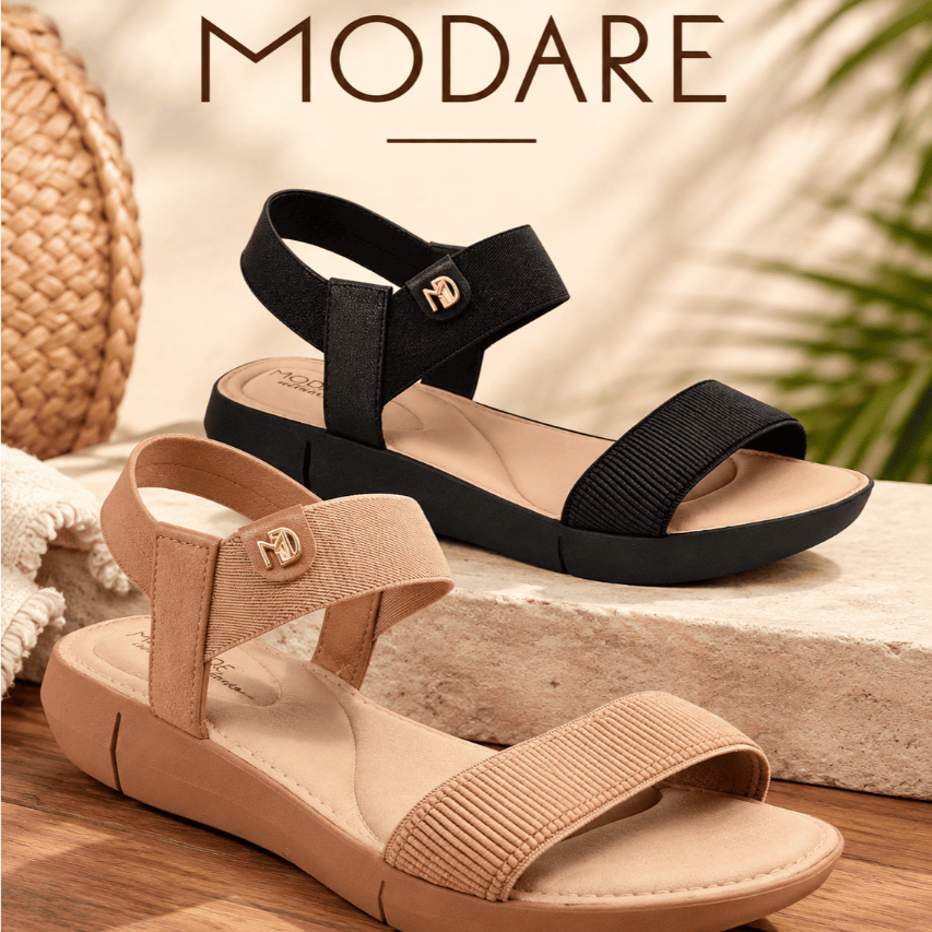 Sandália Papete Flat Modare 7199.102 Anatômica Confortável Ortopédica Conforto Tira em Elástico