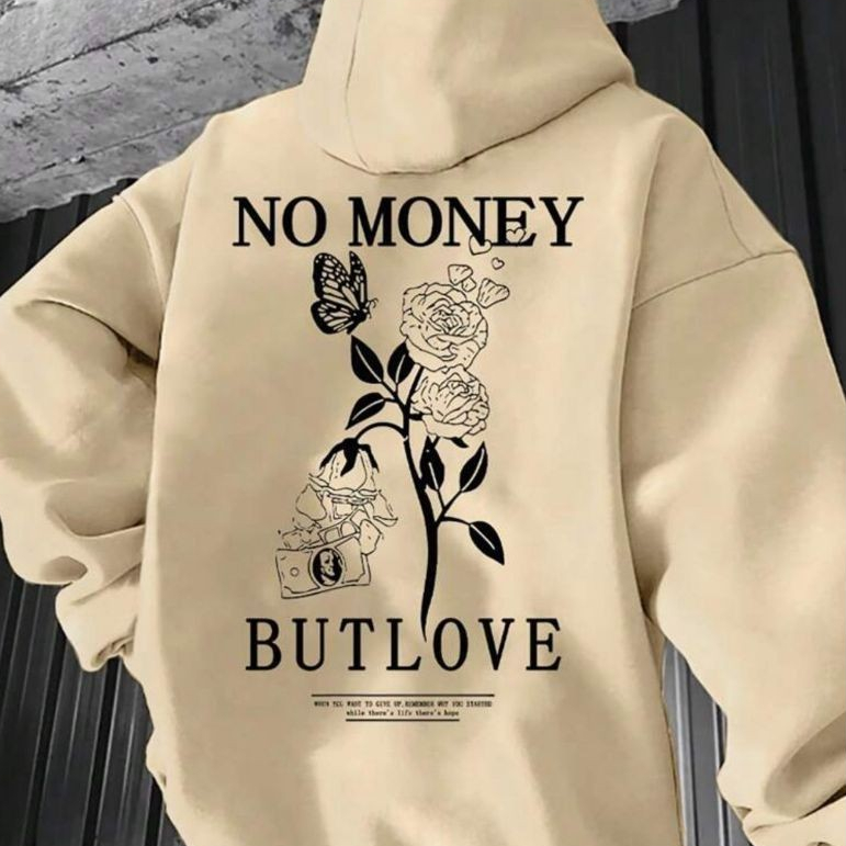 Moletom Canguru Streetwear Unissex Flanelado Estampado No Money E But Love Estiloso ENVIO RAPIDO