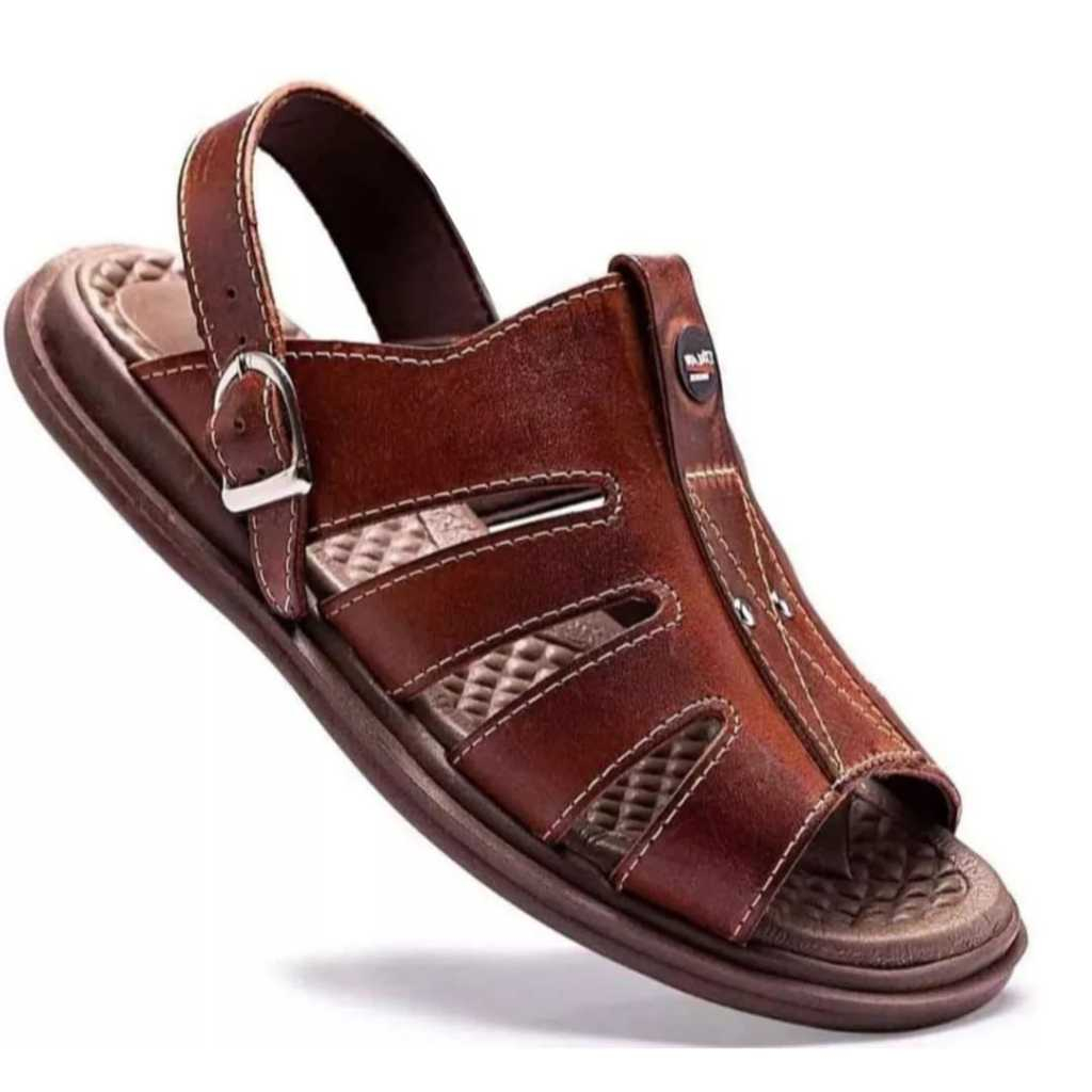 Sandália Masculina Couro Legítimo Franciscana Confortável Borracha Antiderrapante Macia Casual