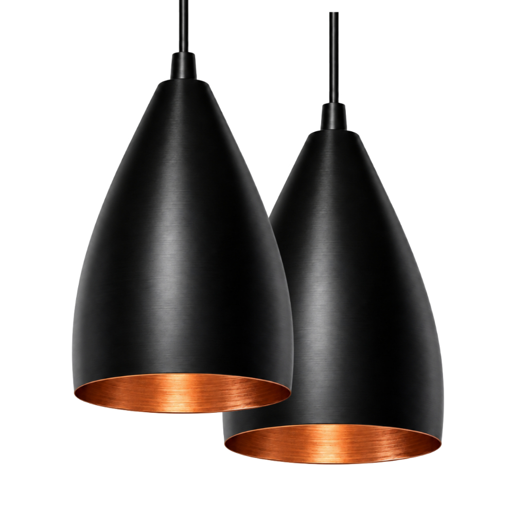 Pendentes Moderno Vegas Kit2 Preto/Branco Cabo 1m Lustre Decorativo Casa Cozinha Sala Jantar Externo