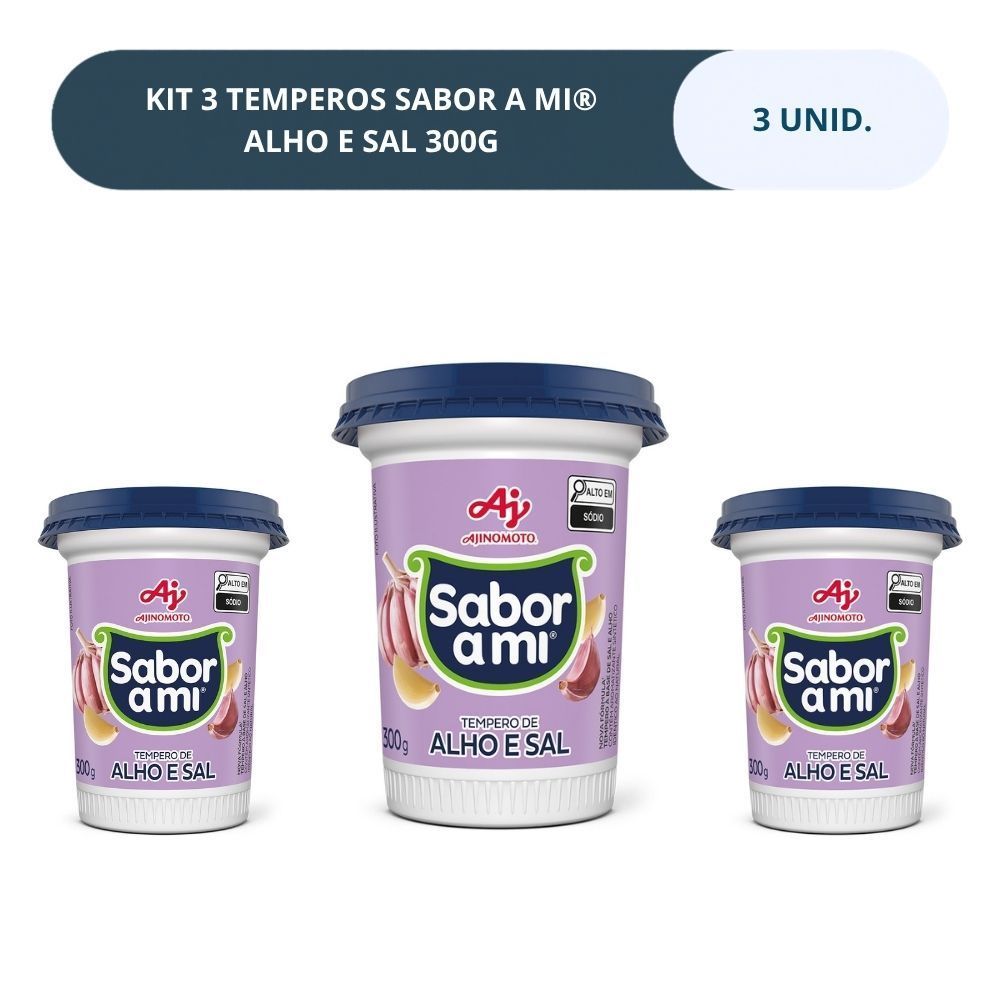 Imagem Kit 3 Unidades Tempero SABOR A MI® Alho e Sal 300G
