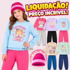 Kit 10 Peças Moletom + Touca Infantil Menina 1 a 8 Inverno