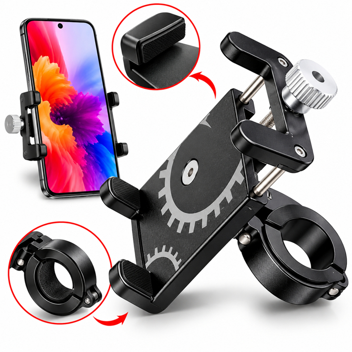 Suporte Celular GPS Alumínio Para Bicicleta e Moto Fixação Firme Ajustável Bike Resistente Universal
