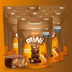 Kit Mini Bombom com Amendoim Flormel Zero Açúcar Chocolate Sem Glúten com 5 Pacotes