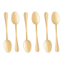 Kit com 6 Colheres de Chá Positano Dourado 12cm Aço Inox Lyor para Café Chá Sobremesa Mesa Posta Elegante Sofisticada