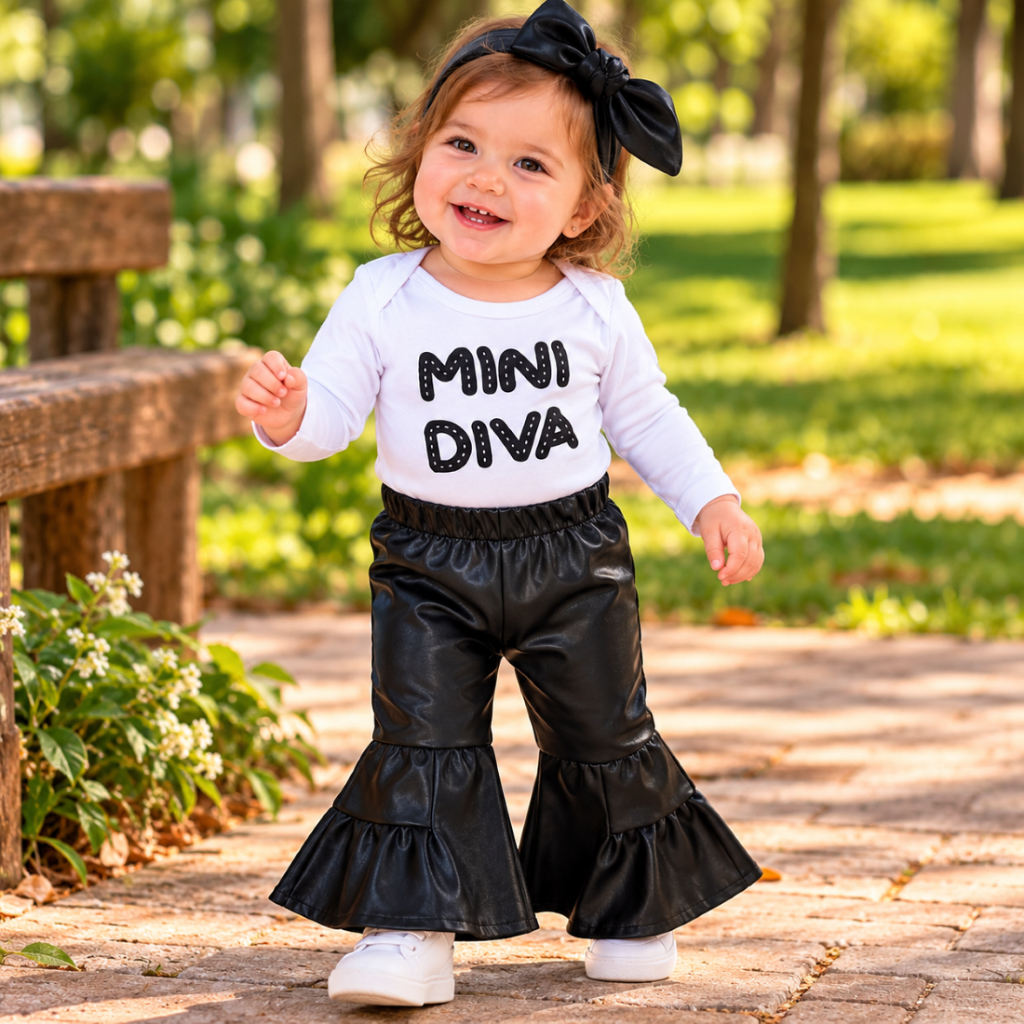 Conjunto Roupa Moda Bebê Menina Roupinha Blogueinha infantil Conjuntinho Feminino body e calça flare — imagem 2 de 2